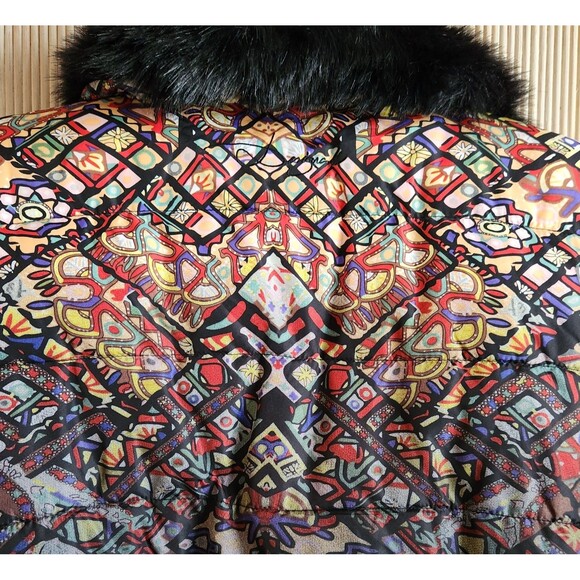 Desigual Women's Puffer Jacke Size 44 US Large Colorful Pattern Removable Collar - Picture 5 of 7